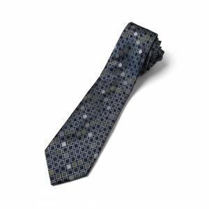 Men's Patterned Neck Tie Van Heussen Geometric Diamond Pattern Shades Blue Gray